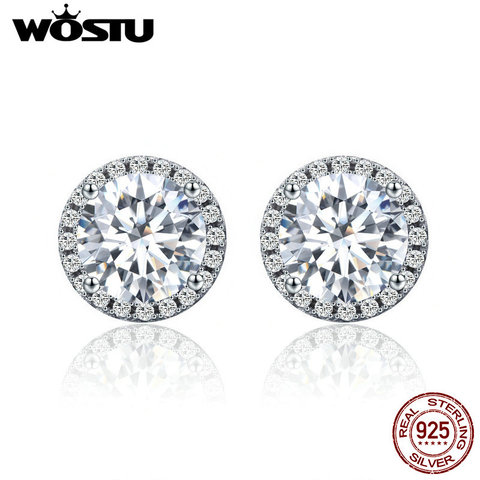 WOSTU 925 Sterling Silver 4 Carat Round Cut CZ Stud Earrings for Women Halo Bridal Bridesmaid Wedding Jewelry Gift CQE358 ► Photo 1/6