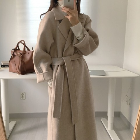 Spring Autumn Winter New Women's Casual Wool Blend Trench Coat Oversize Long Coat with belt Women Wool Coat Cashmere Outerwear ► Photo 1/6