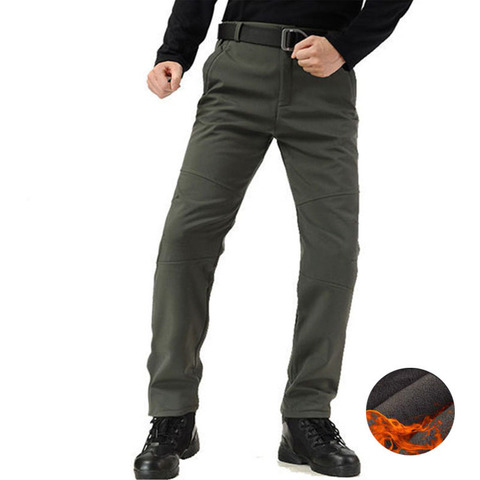 Men Outdoor Winter Warm Tactical Pants Tear Proof Waterproof Thicken Plus Velvet Thermal Skiing Climbing Softshell Trousers ► Photo 1/6