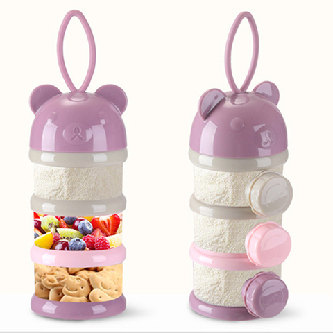 3 Or 4-layers Bear Style Portable Baby Food Storage Box Essential Cereal Cartoon Infant Milk Powder Box Toddle Snacks Container ► Photo 1/6