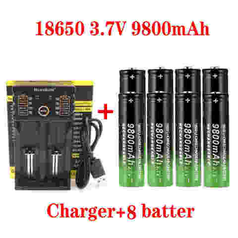 4-10PC 2022 New18650 Battery High Quality 9800mAh 3.7V 18650 Li-ion batteries Rechargeable Battery For Flashlight Torch +Charger ► Photo 1/5