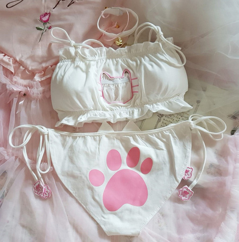 Japanese anime cos sexy cute Cat girl cotton hollow Out Sexy Open Chest  Lace-up Underwear Set Cosplay Cute lace panties set - Price history &  Review, AliExpress Seller - Uwowo Store