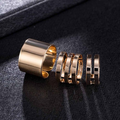 3 Pcs Punk Gold Rings Female Anillos Stack Plain Band Midi Mid Finger Knuckle Rings Set for Women Anel Rock Jewelry ► Photo 1/6