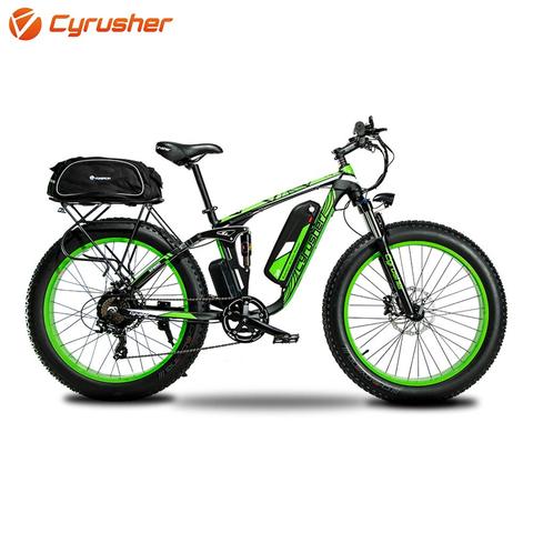 Cyrusher XF800 Electric Bicycle 750W 48V Bafang Motor Full Suspension Frame 7 Speeds,Fat Tire eBike,Smart Code Table Snow Bike ► Photo 1/6