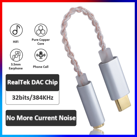 Realtek ALC4050 USB Type C to 3.5mm Earphone Jack Adapter DAC Audio Dongle Digital Hifi Converter For Android Win10 Mac iPad Pro ► Photo 1/1