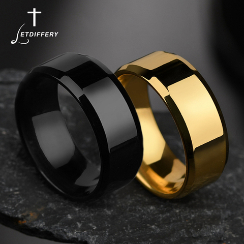 Letdiffery 8mm Simple Men Ring Smooth Stainless Steel Black Charms Rings Dropshipping ► Photo 1/6