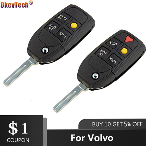 OkeyTech New Replacement 4/5 Buttons Remote Flip Folding Car Key Case Shell Cover For Volvo XC70 XC90 V50 V70 S60 S80 C30 Fob ► Photo 1/6