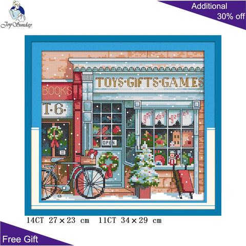 Joy Sunday Gift Toy Shop Needlework C577 Home Decor Counted and Stamped Gift Toy Shop Needlework Christmas Cross Stitch kits ► Photo 1/6