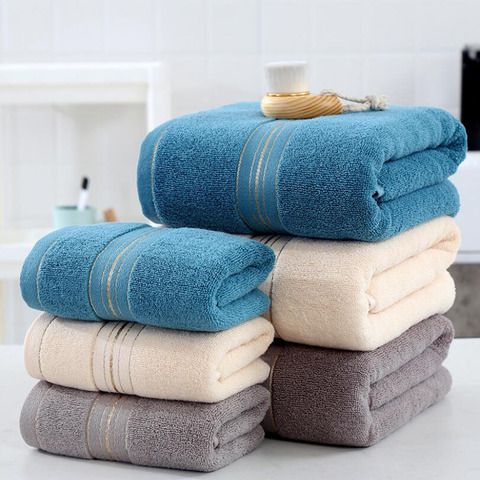 3PCS Towel Set Solid Color Cotton Large Thick Bath Towel Bathroom Hand Face Shower  Towels Home