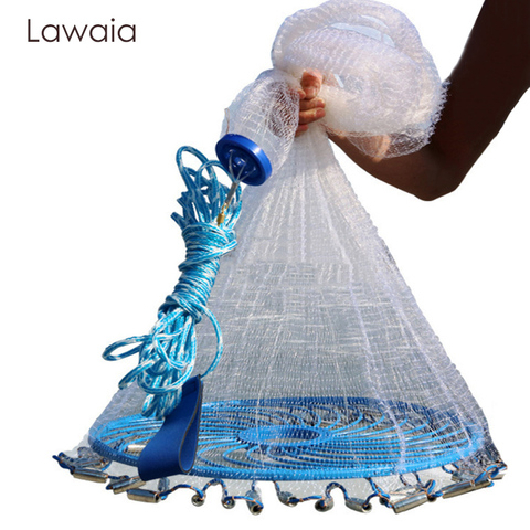 Lawaia deep hole cast net Hot Sale diameter 240CM 600CM American Style old salt cast nets  Small Mesh Fishing Net with Rings ► Photo 1/5