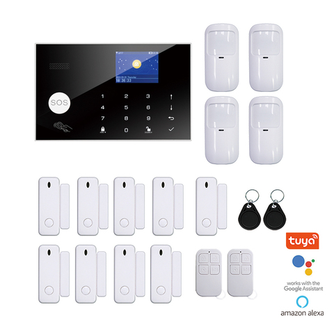 WiFi Alarm Tuya Wireless Home Security Alarm GSM with Touch LCD RFID Amazon Alexa Google Home Control IP Camera Monitoring ► Photo 1/6