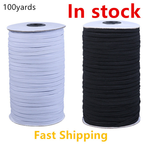 100yards 3/5/6mm DIY Rope Flat Rubber Elastic Bands for Face Mask Width Elastic Cord for Crafts Elastic Rope Ribbon Sewing ► Photo 1/3