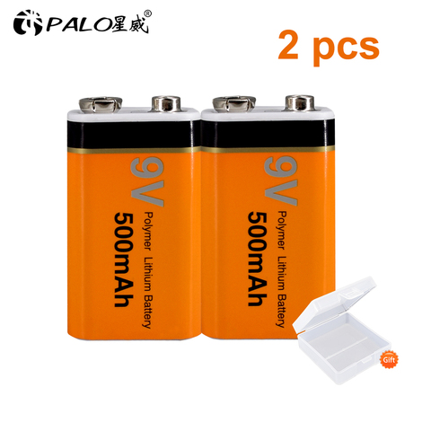 PALO 9v rechargeable battery 500MAH Lithium rechargeable battery 9v 6f22 battery rechargeable ► Photo 1/6