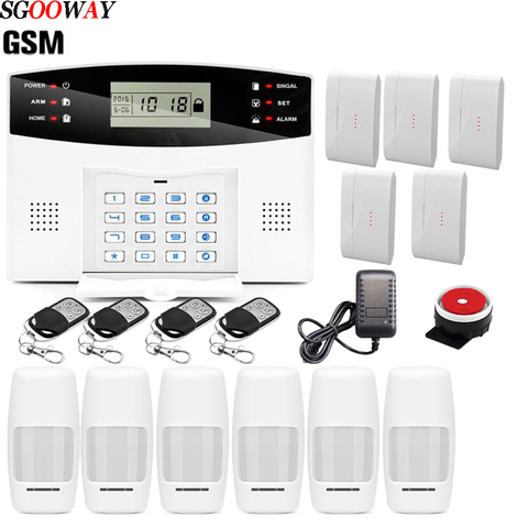 Free Shipping Sgooway Wireless Home Security GSM Alarm System Remote Control Auto dial smoke PIR door sensor Siren Sensor Kit ► Photo 1/6