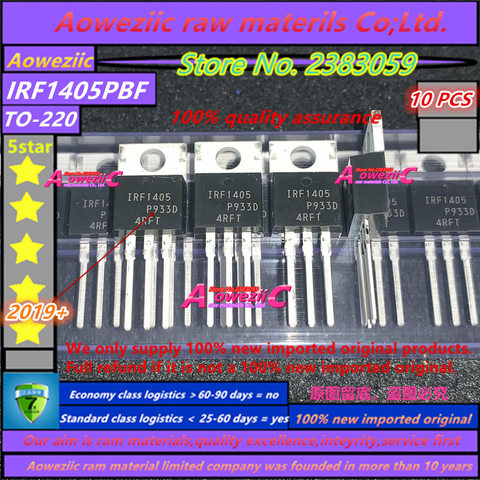 Aoweziic 100% new imported original IRF1405PBF IRF1405 IRF1405ZPBF IRF1405Z F1405Z TO-220  IRF1405STRLPBF IRF1405S F1405S TO-263 ► Photo 1/5