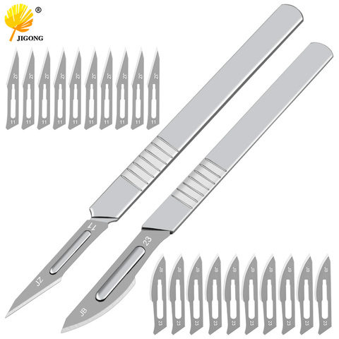 10pcs 11# 23# Carbon Steel Surgical Scalpel Blades + 1pc Handle Scalpel DIY Cutting Tool PCB Repair Animal Surgical Knife ► Photo 1/6
