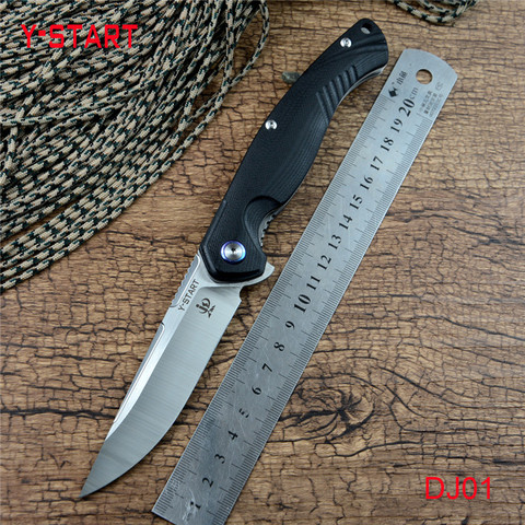 Y-START DJ01 Flipper Folding Knife Ball Bearing Washer 440C Satin Blade G10 Handle Survival Hunting Pocket EDC Tools ► Photo 1/6