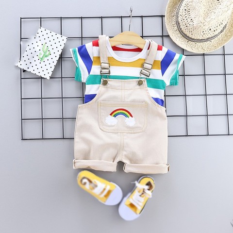 2pcs/set Summer Baby Boys Clothes Set Cartoon Toddler Baby Infant Girls Outfits T-shirt+Bib Pants Kids Clothing Sets Tracksuit ► Photo 1/6