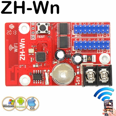 ZH-Wn wifi led controller 320*32 pixels wireless single color P10 module led moving sign control card ► Photo 1/6