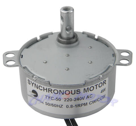 TYC-50 Type AC Motor Synchronous Gear Motor 220V 0.8-1RPM CW/CCW Slow Speed Electric Motor ► Photo 1/5
