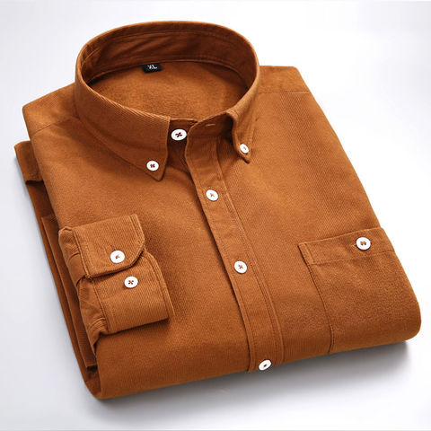 Men's Corduroy Shirt New Arrivals Cotton Spring Autumn Slim Fit White Blue Black Smart Male Casual Shirt Solid Long Sleeve ► Photo 1/6