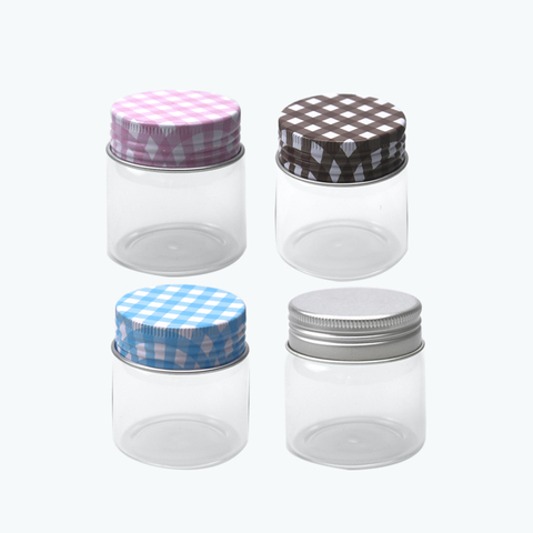 6Pcs 50ml Clear Glass Vials have Pink Brown Blue Silver Aluminum Lid Gifts Crafts Cosmetic Jar Wishing Bottle Refillable Bottles ► Photo 1/6