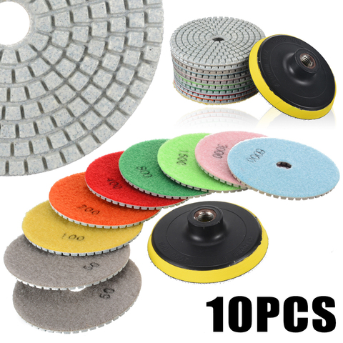 10Pcs Diamond Polishing Pads Kit 4 Inch M14 Polishing Wheel For Granite Stone Concrete Marble Polishing Tool Grinding Discs Set ► Photo 1/6