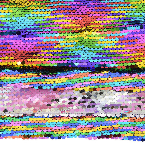 Lychee Life 29cmx21cm A4 Rainbow Reversible Sequin Fabric High Quality Shiny Fabric DIY Sewing Supplies ► Photo 1/6