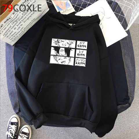 The Promised Neverland Hoodies Sweatshirt Men Harajuku Japanese Anime Hoodies Streetwear Emma Norman Ray Graphic Hooded Male ► Photo 1/6