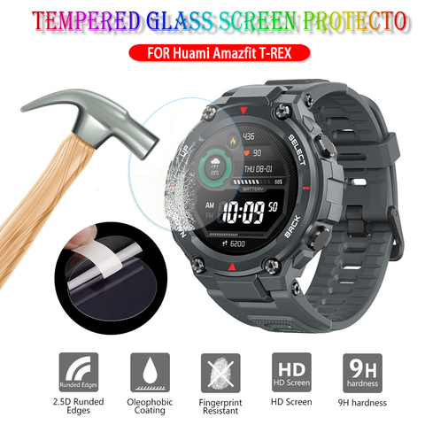 9H HD Tempered Glass Protective Film For Xiaomi Smartwatch Huami Amazfit T-Rex T rex Smart Watch Screen Protector Accessories ► Photo 1/6