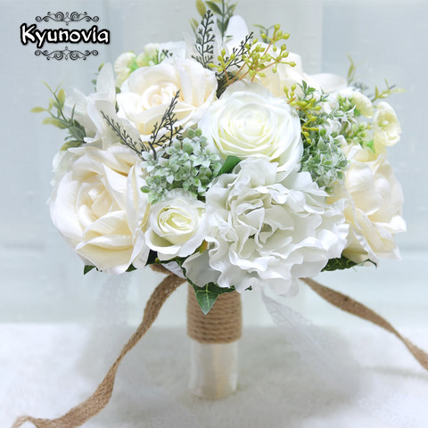 Buy Online Kyunovia Natural Bouquet Ramos De Novia Wedding Flowers Peony Silk Eco Flowers Bridesmaid Bouquets Ivory Wedding Bouquet D152 Alitools