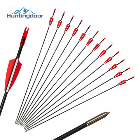 6/12/24PCS Fiberglass Arrows Spine 750 Length 31'' Diameter 6mm Hard Steel Arrowheads for Achery Compound Bow Shooting Game ► Photo 1/6