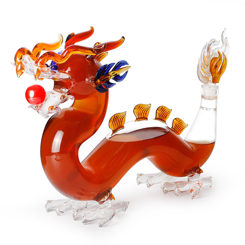 Hellodream luxury home bar glass lead-free chinese Dragon shaped Whiskey Decanter for Liquor Scotch Bourbon 1000ml ► Photo 1/6