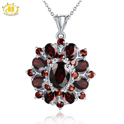 Hutang 7.54ct Natural Black Garnet Pendant, 925 Sterling Silver Necklace Fine Gemstone Jewelry for Women, Gift for Christmas ► Photo 1/6
