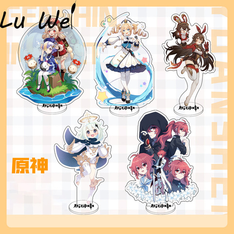 Anime Figure Genshin Impact Zhongli Diluc Venti Klee Keqing Cute Acrylic Stand Model Plate Desk Decor Standing for Friend Gifts ► Photo 1/1
