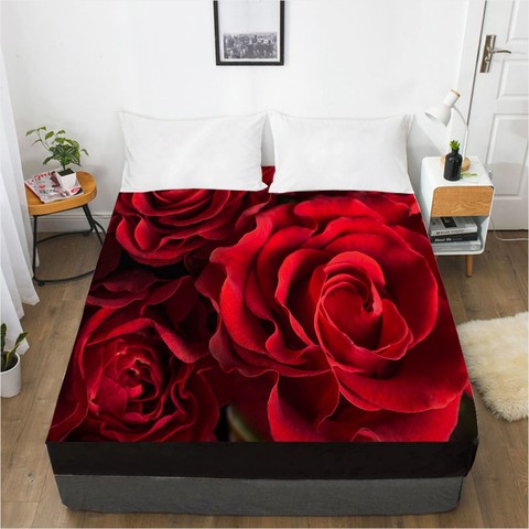 3D Fitted Sheet Custom Single Queen King Size Bed Sheet With Elastic Mattress Cover 200x200 Bedding Rose For Wedding Microfiber ► Photo 1/6