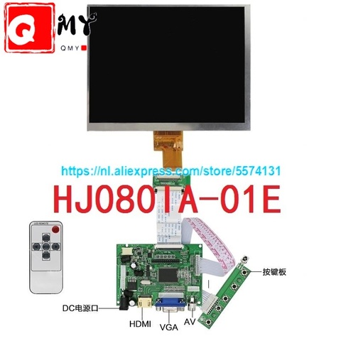 8 inch lcd screen HJ080IA-01E 1024*768 IPS hd LCD Display + HDMI/VGA/AV Control Driver Board ► Photo 1/6