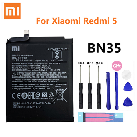 100% Orginal Xiao mi  BN35 3300mAh Battery For Xiaomi Redmi 5 Redmi5 Red mi5 High Quality Phone Replacement Batteries ► Photo 1/5