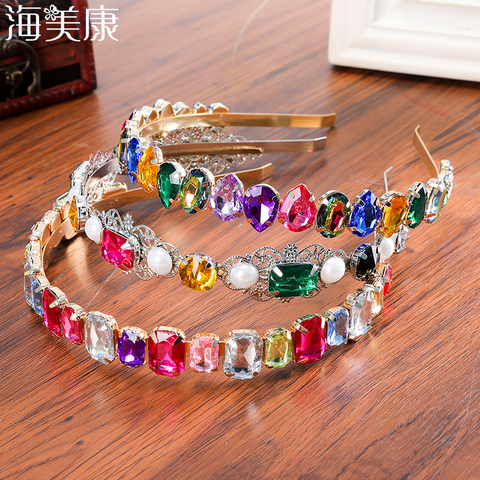 Haimeikang Rhinestone Bezel Baroque Headband Luxury Silver Crystal Hairband Sparkly For Fashion Women Hair Accessories ► Photo 1/6