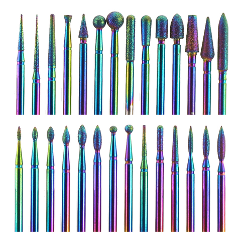 28 Type Diamond Milling Cutter Rainbow Electric Manicure Drills Bits Cuticle Clean Files Nail Art Tools Accessories ► Photo 1/6