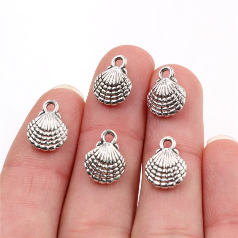 20pcs Charms double sided shell 13x10mm Antique Making pendant fit,Vintage Tibetan Silver Plated ,DIY bracelet necklace ► Photo 1/2