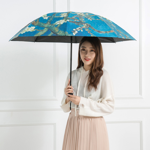 Folding Windproof umbrella Van Gogh Oil Painting Umbrella Sun Umbrella Female Umbrella Outdoor Sun Protection Umbrella ► Photo 1/6