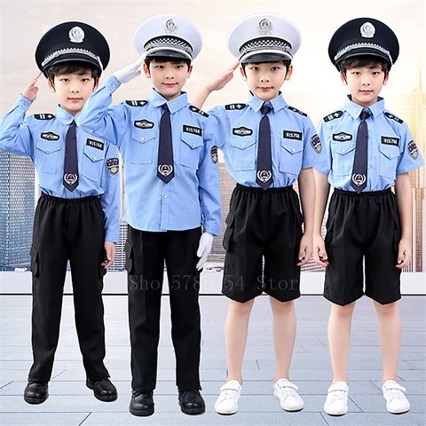 Boys Girls Halloween Policeman Cosplay Costume Fancy Party Carnival Children Traffic Police Uniforms Stage Performance Wear ► Photo 1/6