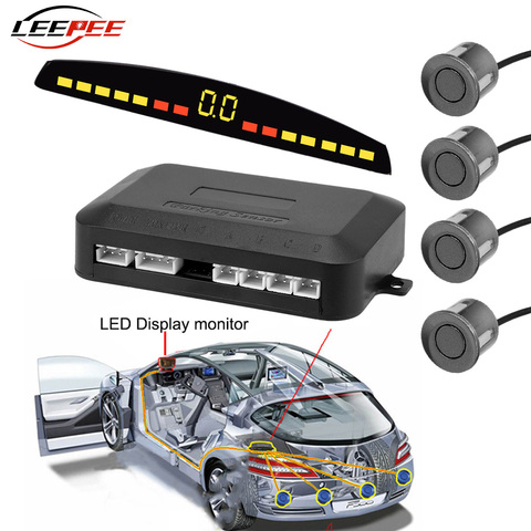 LEEPEE Auto Accessories LED Car Parking Sensor Kit Reverse Backup Radar Monitor System Parktronic Visible Universal 4 Sensors ► Photo 1/6