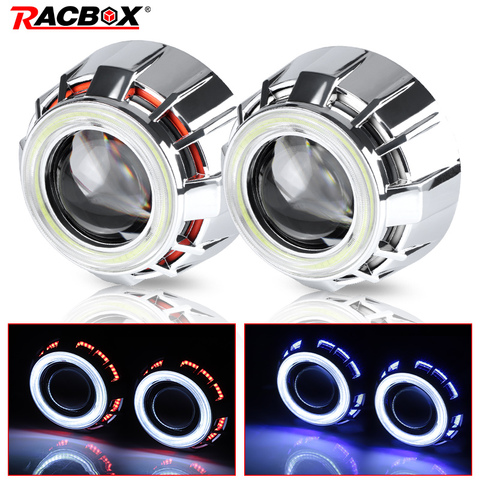 3.0 inch Led Angel eyes Projector Lenses Bi-Led Lens White Red Blue Halo Running Lights Refit for H4 H7 Car Headlight Assembly ► Photo 1/6