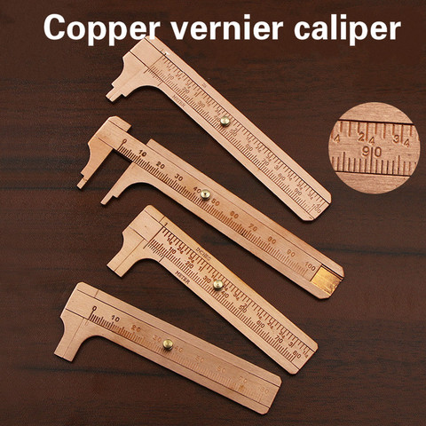 Portable MINI Measure Measurement Tool Antique copper ruler 0-80mm 0-100mm Brass Sliding Gauge Vernier Caliper digital tools ► Photo 1/3