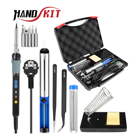 HANDSKIT 80W 110V 220V Soldering Iron Kit Electric Adjustable Temperature Soldering Iron With Soldering Iron Tips Stand Tools ► Photo 1/6