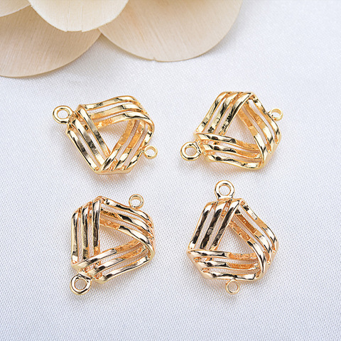 6PCS 14x19MM 24K Gold Color Plated Brass 2 Holes Triangle Connector Charms Pendants High Quality DIY Jewelry Making Findings ► Photo 1/5