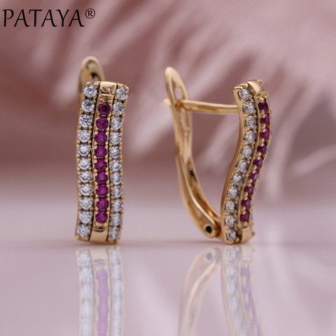 PATAYA New Unusual Earrings 585 Rose Gold Wedding Dangle Earrings Party Gift Natural Zircon Women Unique Trendy Fashion Jewelry ► Photo 1/6