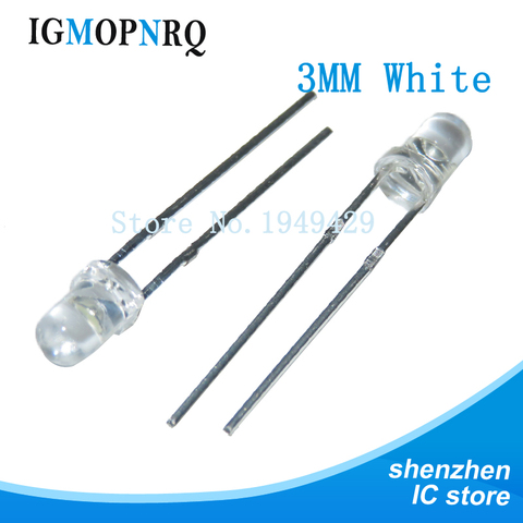 200PCS/Lot 3mm Round White LED Diode Super  Water Clear LED Light Lamp White color New ► Photo 1/2